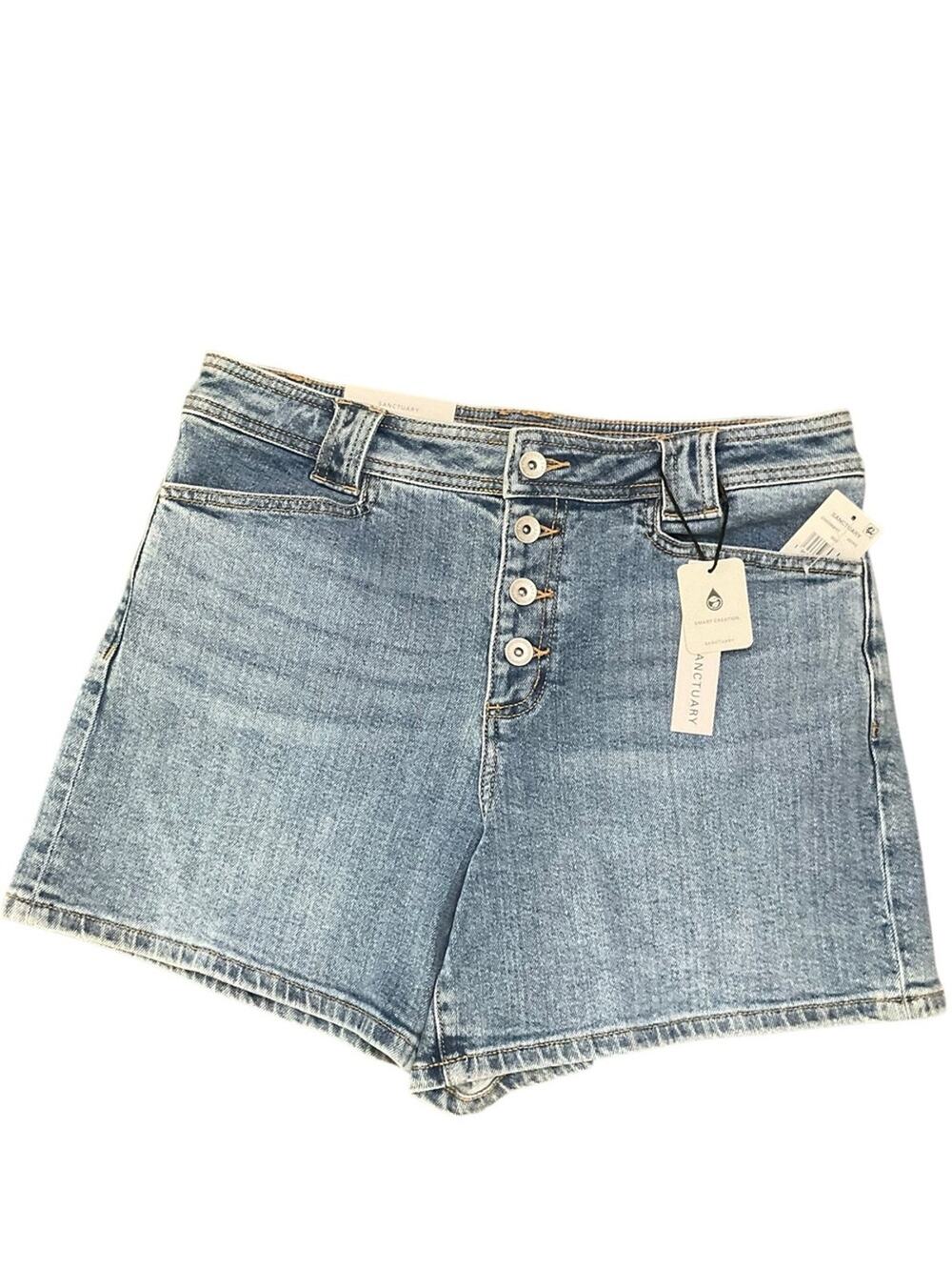 Sanctuary Luna Denim Shorts Women’s High-Rise Button-Fly Size 31 NWT